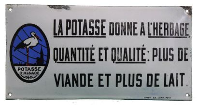 null POTASSE d'ALSACE Plaque émaillée-thermomètre et hydromètre pour la Potasse d'Alsace.
Format:...