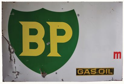 null BP BRITISH PETROLEUM Grande plaque émaillée pour BP British Petroleum.
Panneau...