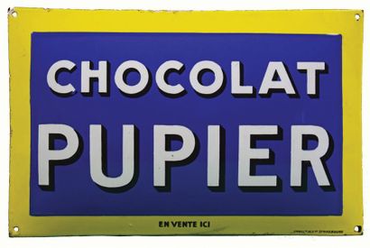 null PUPIER Plaque émaillée pour le chocolat Pupier.
Format: rectangulaire, bombé.
Procédé:...