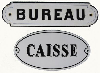 null BUREAU Petite plaque émaillée, portant l'inscription «Bureau».
Format: rectangulaire,...