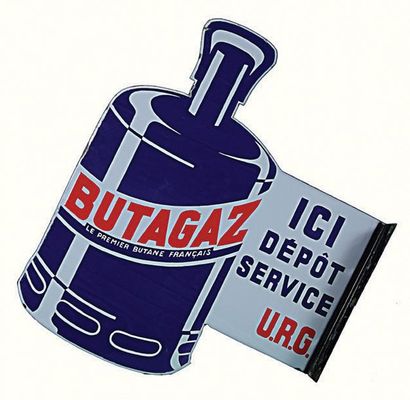 null BUTAGAZ Enseigne émaillée pour les bouteilles Butagaz.
Ancienne URG (Il existe...