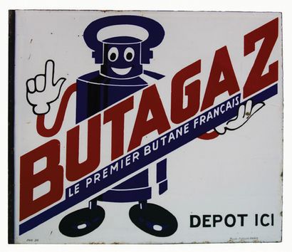 null BUTAGAZ Enamelled plate for Butagaz bottles.
Process: stencil, beautiful thick...