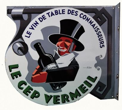 null CEP VERMEIL Enamelled plate for Wines le Cep Vermeil, Lyon.
Illustrated by Georges...