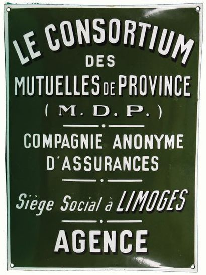 null CONSORTIUM DES MUTUELLES DE PROVENCE Plaque émaillée pour le Consortium des...