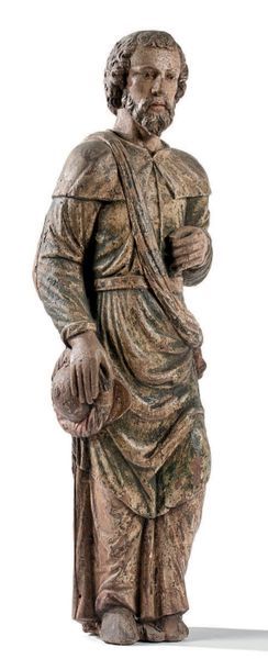 null SAINT JACQUES
Statuette en Bois sculpté, anciennement polychrome.
XVIIIe siècle.
Hauteur:...