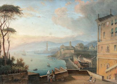 ÉCOLE DU PAUSILIPPE DE LA SECONDE MOITIÉ DU XIXe SIÈCLE Vue de la baie de Naples...