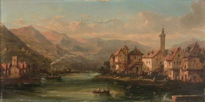 École Française du XIXe siècle Paysage de montagne, voilier sur un lac
Paysage de...