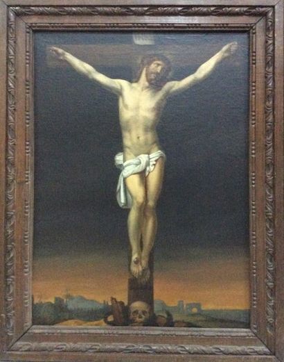 École de la fin du XIXe siècle Crucifixion
Huile sur toile rentoilée.
66,5 x 46,5...