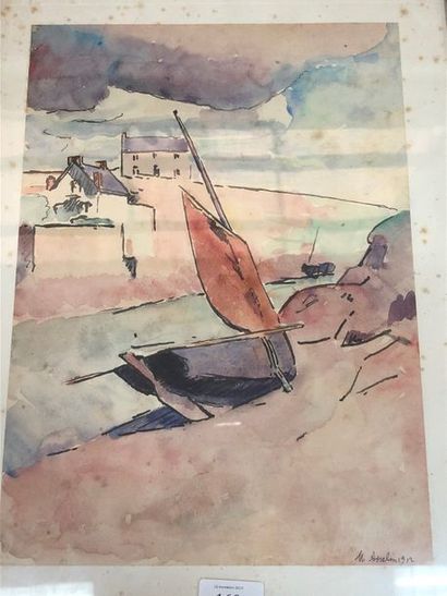 Maurice ASSELIN (1882-1947) 
La Crique, 1912
Aquarelle et encre sur papier, signée...