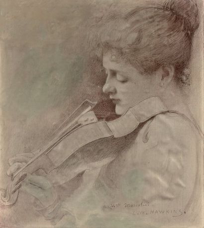 LOUIS HAWKINS-WELDEN (1849-1910) 
Violoniste
Huile sur toile, esquisse, signée en...
