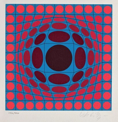 Victor VASARELY (1906-1997) 
Composition géométrique Lithographie, numérotée 56/123...