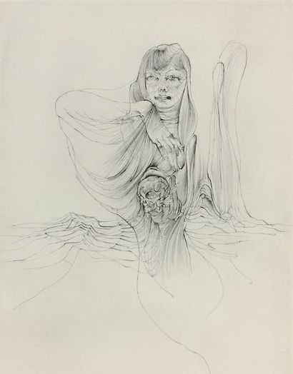 Hans BELLMER (1902-1975) 
Femme et crâne
Estampe.
32,8 x 24,9 cm.
Numéro 128, catalogue...