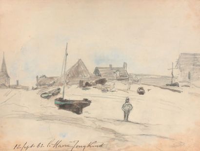 Johann Barthold JONGKIND (1819-1891) 
Le Havre, 1862
Dessin au crayon noir, rehaussé...