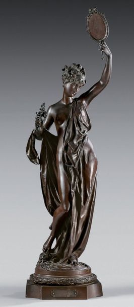 Albert-Ernest DE CARRIER BELLEUSE (1824-1887) 
La Vérité
Bronze à patine brune, signé...