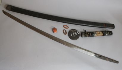 null KATANA with shinogi-zukuri blade, gunome hamon, nakago with three mekugi-ana,...