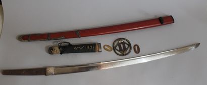null KATANA with blade underlined by a long throat on each side, hamon with strong...