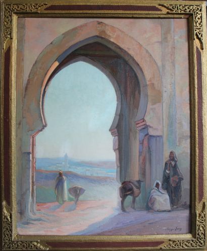 null Philippe LONG (1872-1957) "Porte de Meknès" oil on canvas signed, Dim : 81 x...