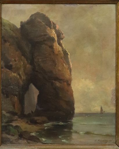 null Charles Euphrasie KUWASSEG (1833/38-1904) "Falaise d'Etretat ?", oil on canvas...