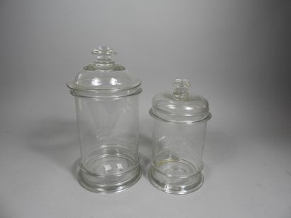 null 2 jars of cookies in sulphurized glass end XIX th Height 27cm (Z 634), Height...