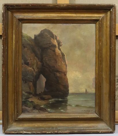 null Charles Euphrasie KUWASSEG (1833/38-1904) "Falaise d'Etretat ?", oil on canvas...