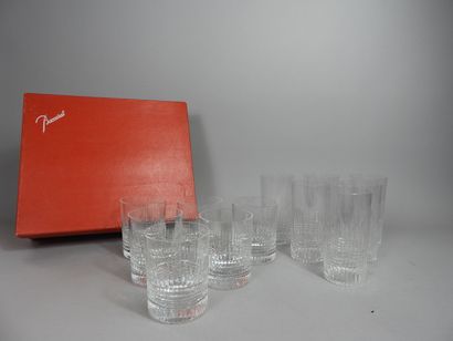 null BACCARAT model Nancy, 6 whisky glasses and 6 orangeade glasses in cut crystal...