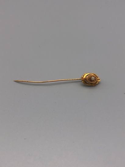 Pin in yellow gold 750 thousandths, oval...