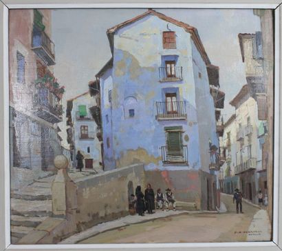 null François Maurice ROGANEAU (1883-1973) "Morella, La Squina Spain" Oil on panneua,...