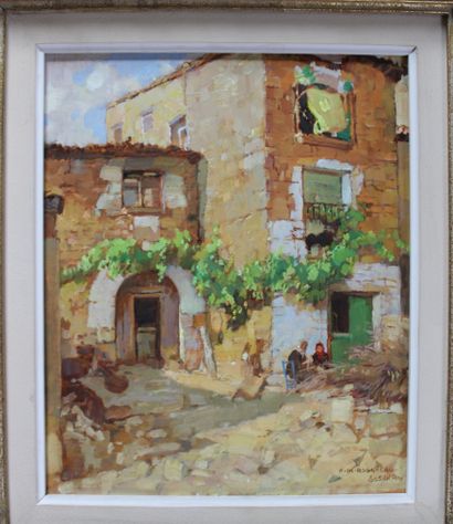 null François Maurice ROGANEAU (1883-1973) "Sos del Rey en Aragoni" Oil on panel,...