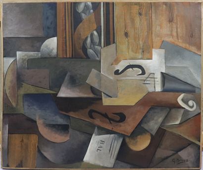 null Cubist school "copy of Braque", oil on canvas (55 x 65 cms)