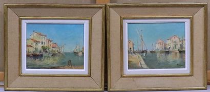 null MALFROY (XIX-XX) "View of Martigues", pair of oil on canvas signed (22 x 27...