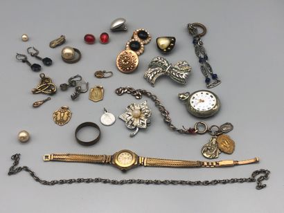 A set of costume jewelry and silver including...