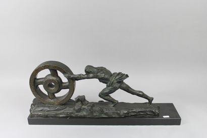 null Ghanu GANTCHEFF (XX) "The myth of Sisyphus" Subject in bronze on a marble base,...