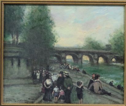 null Jules René HERVÉ (1887-1981) "Bords de Seine", oil on canvas (38 x 46 cms)