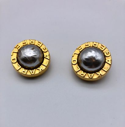 Karl Lagerfeld, pair of round ear clips in...