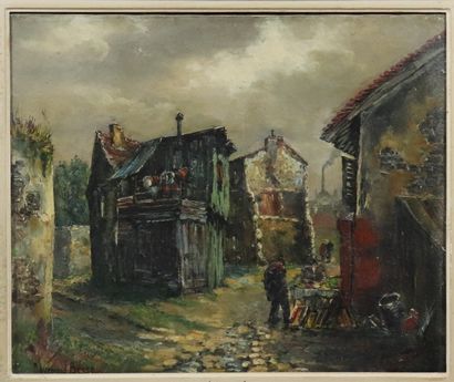 null Raymond BESSE (1899-1969) "The area in Saint-Ouen", oil on canvas (55 x 65 ...