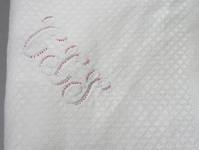 null 10 towels in white Damask, numbered and embroidered C L S. Dimensions 84 X ...