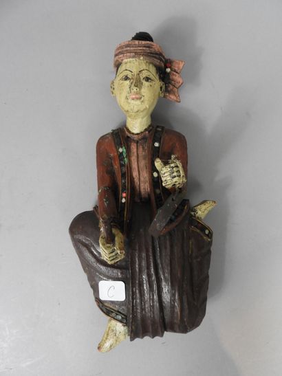 null Birmanie, XXe siècle
Sujet en bois polychrome, probablement une marionnette...