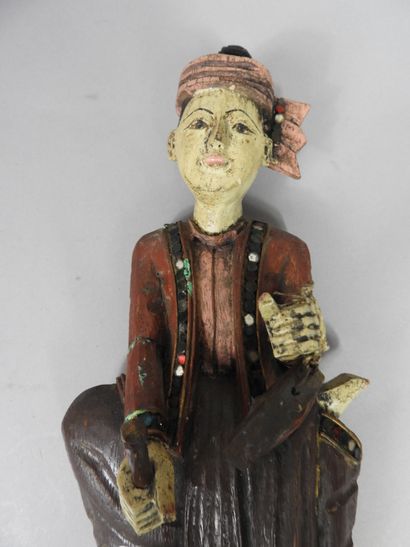 null Birmanie, XXe siècle
Sujet en bois polychrome, probablement une marionnette...
