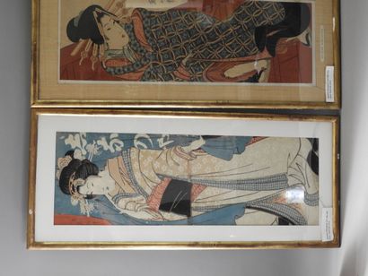 null EIZAN (1787-1867), trois grandes estampes verticales de type kakemono-e (ou...
