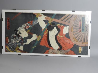 null TOYOKUNI III (KUNISADA) 1786-1865, trois triptyques, l’un figurant des courtisanes...
