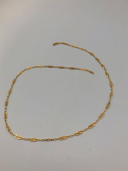 null Collier en or jaune 750 millièmes mailles filigranées et ovales alternées 5,2...