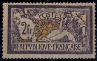 null France 1900 type Merson, 2fr violet et jaune,Yv 122 X, très frais