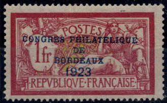 null France 1923 Congrès de Bordeaux X légère, Yv 182 - TB -