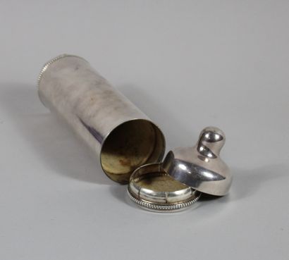 null Chauffe biberon en métal argenté modèle perles, ht 26cm