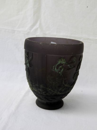 null Gaston de Feure: vase en verre moulé à frise néoclassique, haut: 14cm