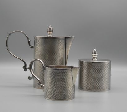 null Service égoïste en métal argenté filigrané, composé d'un pot à eau (H: 14cm)...