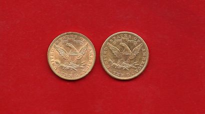 null ETATS-UNIS : Lot de 2x10 Dollar Or "Liberty" 1881 et 1893 Philadelphie. TTB...