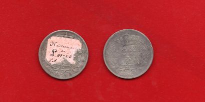 null LOUIS XVIII 1815/1824 : Lot de 2x5 Francs argent 1816 L Bayonne et 1821A Paris....