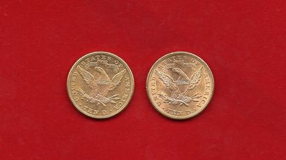 null ETATS-UNIS : Lot de 2x10 Dollars Or "Liberty" 1899 et 1905 Philadelphie. QS...