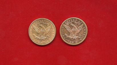 null ETATS-UNIS : Lot de 2x10 Dollars Or "Liberty" 1899 et 1901 San Francisco. Q...